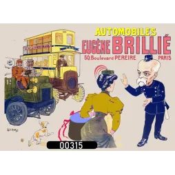 Affiche pub vintage omnibus automobile Eugène Brillié Paris caricature 1900