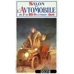 Affiche officielle Salon Automobile Paris 1906 automobiliste femme nuit