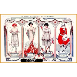 Illustration La Vie Parisienne Quatre Saisons allégorie féminine 1918 Paris