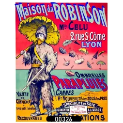 Affiche pub vintage parapluies Maison Robinson Lyon Belle Époque ombrelles