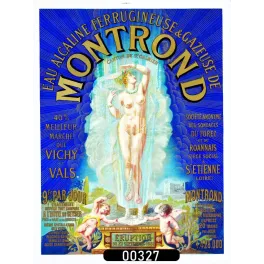 Affiche pub vintage eau minérale Montrond thermes Saint-Galmier Loire allégorie 1881