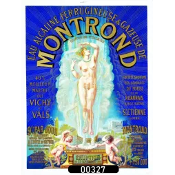 Affiche pub vintage eau minérale Montrond thermes Saint-Galmier Loire allégorie 1881