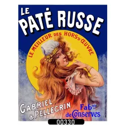 Affiche pub vintage Paté Russe conserves Gabriel Pellegrin portrait féminin Belle Époque