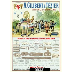 Affiche pub vintage pâtes alimentaires Gilibert Tézier Valence Rhône catalogue Belle Époque