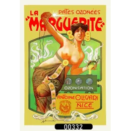 Affiche pub Art Nouveau pâtes ozonées La Marguerite Olivari Nice Simonetti