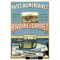 Affiche pub vintage pâtes alimentaires Rivoire Carret Lyon usine macaroni XIXe