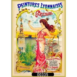 Affiche pub Art Nouveau Peintures Lyonnaises Cristalol Stéganol Lyon femme pinceau