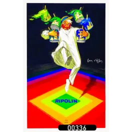 Affiche pub Art Déco Ripolin Arlequin pots peinture Jean d'Ylen damier couleurs