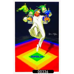 Affiche pub Art Déco Ripolin Arlequin pots peinture Jean d'Ylen damier couleurs