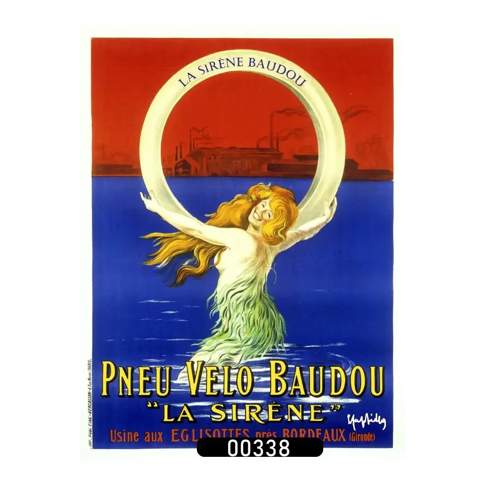 Affiche pub vintage Pneu Vélo Baudou La Sirène pneumatique Bordeaux Gironde Affiche pub vintage Pneu Vélo Baudou La Sirène pneumatique Bordeaux Gironde