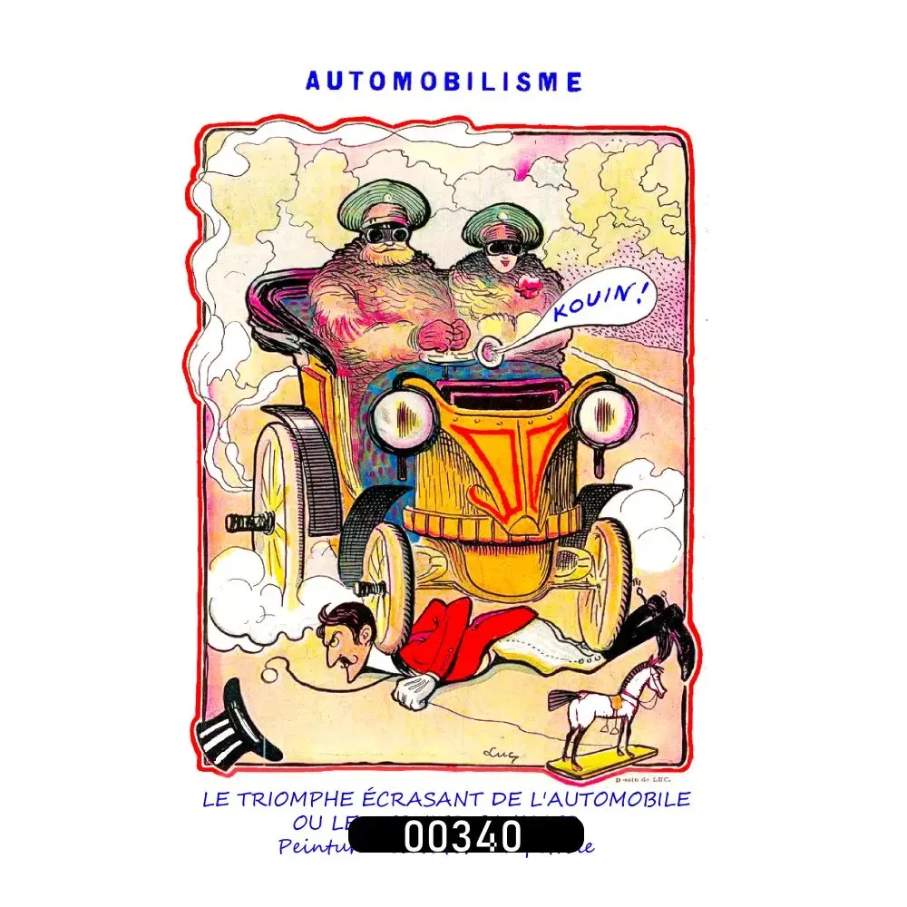 Caricature presse vintage automobilisme triomphe automobile satirique Belle Époque Luc Caricature presse vintage automobilisme triomphe automobile satirique Belle Époque Luc