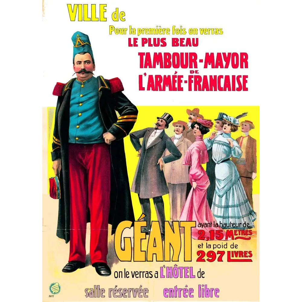 Affiche spectacle forain géant tambour-major armée française 2