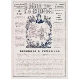 Document ancien département de l'Ain carte statistiques portrait personnages illustres Bourg-en-Bresse XIXe siècle