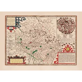 Carte ancienne Limousin plan ville Limoges XVIe XVIIe siècle latin villages rivières cartouche dédicace