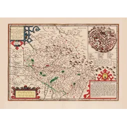 Carte ancienne Limousin plan ville Limoges XVIe XVIIe siècle latin villages rivières cartouche dédicace