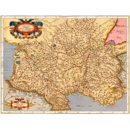 Carte ancienne Aquitaine sud France XVIe siècle provinces Gascogne Languedoc Provence cartouche ornemental latin