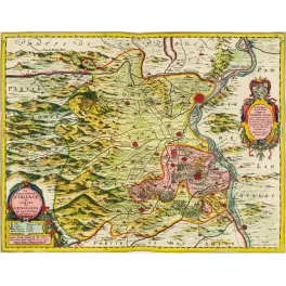 Carte ancienne Principauté Orange Comtat Venaissin XVIIe siècle cartouche héraldique Nassau Avignon Rhône