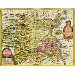 Carte ancienne Principauté Orange Comtat Venaissin XVIIe siècle cartouche héraldique Nassau Avignon Rhône