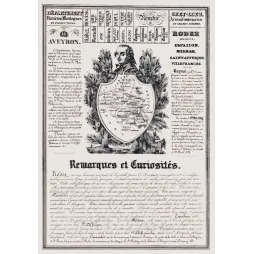 Document ancien département Aveyron XIXe siècle carte gravée Rodez Roquefort Millau curiosités portrait