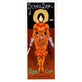 Affiche Jeanne d'Arc Carcassonne 1896 armure orange symboliste Art Nouveau fleur de lys épée