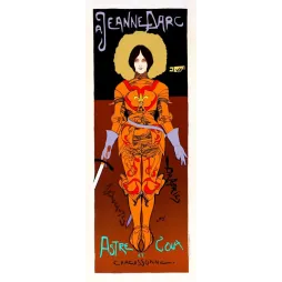 Affiche Jeanne d'Arc Carcassonne 1896 armure orange symboliste Art Nouveau fleur de lys épée