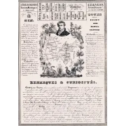 Document ancien département Ain XIXe siècle sépia carte portrait Michaud Bourg-en-Bresse curiosités statistiques
