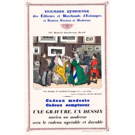 Affiche pub vintage Chambre Syndicale Estampes Paris boulevard Saint-Germain boutique XIXe Henry Monnier