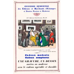 Affiche pub vintage Chambre Syndicale Estampes Paris boulevard Saint-Germain boutique XIXe Henry Monnier