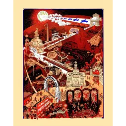 Illustration ancienne allégorie religieuse américaine Road Earth Heaven chemin salut paradis enfer foules rouge