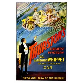 Affiche spectacle magie Thurston Vanishing Whippet Car automobile disparaissante illusionniste américain années 1920