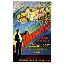 Affiche spectacle magie Thurston Vanishing Whippet Car automobile disparaissante illusionniste américain années 1920