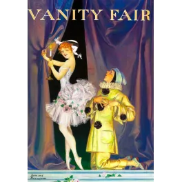 Couverture Vanity Fair juin 1915 danseuse rousse tutu blanc Pierrot jaune rideau velours bougie scène américaine