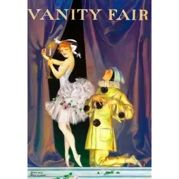 Couverture Vanity Fair juin 1915 danseuse rousse tutu blanc Pierrot jaune rideau velours bougie scène américaine