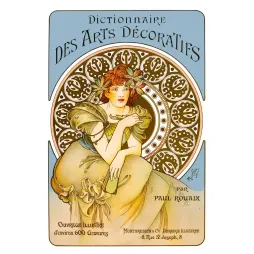 Couverture Alphonse Mucha Dictionnaire Arts Décoratifs Paul Rouaix Montgredien Paris médaillon doré rosaces femme rousse