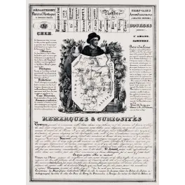 Document ancien département Cher XIXe siècle carte Bourges Sancerre portrait Louis XI cathédrale Jacques Cœur Berry
