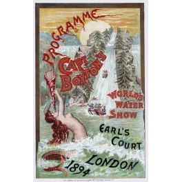Programme spectacle World's Water Show Capitaine Boyton Earl's Court Londres 1894 sirène cheveux roux cascades canot