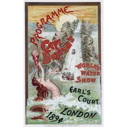 Programme spectacle World's Water Show Capitaine Boyton Earl's Court Londres 1894 sirène cheveux roux cascades canot