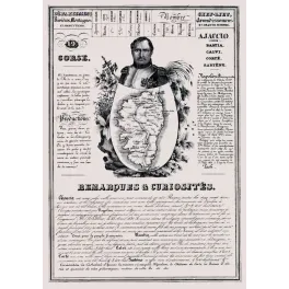 Document ancien département Corse XIXe siècle carte Ajaccio Bastia portrait Napoléon Bonaparte général curiosités île