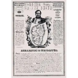 Document ancien département Corse XIXe siècle carte Ajaccio Bastia portrait Napoléon Bonaparte général curiosités île