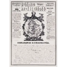 Document ancien département Côte-d'Or XIXe siècle carte Dijon Beaune Bourgogne portrait Buffon vins vignobles curiosités