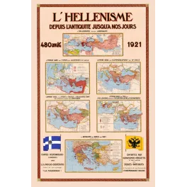 Planche cartographique historique Hellénisme 480 av. J.-C. à 1921 Empire byzantin Grèce Phocas-Cosmétatós Vergottis