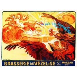 Affiche Brasserie de Vézelise Victor Prouvé 1914 Pégase Hébé chope bière Arts Graphiques Janville Nancy