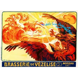 Affiche Brasserie de Vézelise Victor Prouvé 1914 Pégase Hébé chope bière Arts Graphiques Janville Nancy