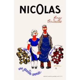 Affiche publicité Nicolas fines bouteilles 1930 Félicia Nectar bouteilles signé Dransy Vercasson Paris grande année
