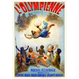 Affiche L'Olympienne nouvel éclairage allégorie figure grecque torche personnages peuples Chaix Atelier Chéret Paris