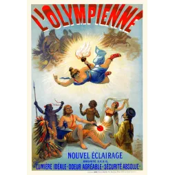 Affiche L'Olympienne nouvel éclairage allégorie figure grecque torche personnages peuples Chaix Atelier Chéret Paris