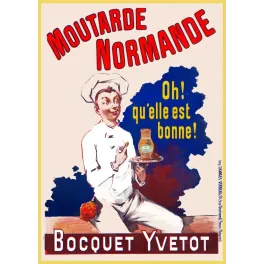 Affiche Moutarde Normande Bocquet Yvetot cuisinier toque blanc pot moutarde plateau slogan Verneau Paris