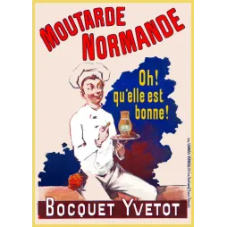 Affiche Moutarde Normande Bocquet Yvetot cuisinier toque blanc pot moutarde plateau slogan Verneau Paris