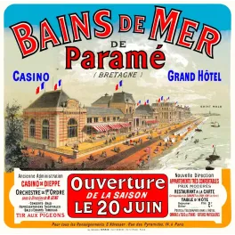 Affiche Bains de Mer Paramé Bretagne casino grand hôtel front de mer Saint-Malo ouverture saison Chaix Paris