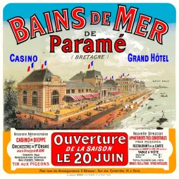 Affiche Bains de Mer Paramé Bretagne casino grand hôtel front de mer Saint-Malo ouverture saison Chaix Paris